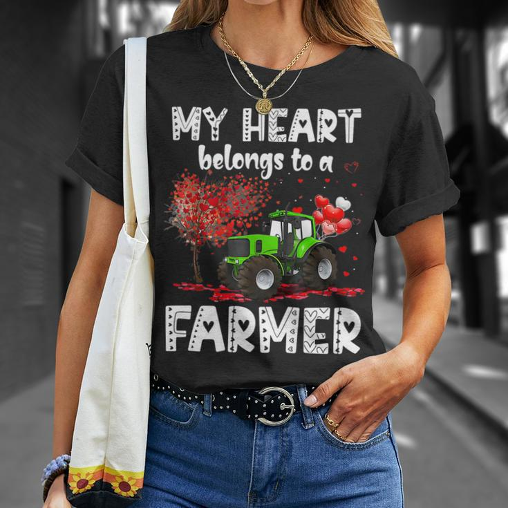 My Heart Belongs To A Farmer Valentine For Farmer Wife T-shirt Gifts for Her