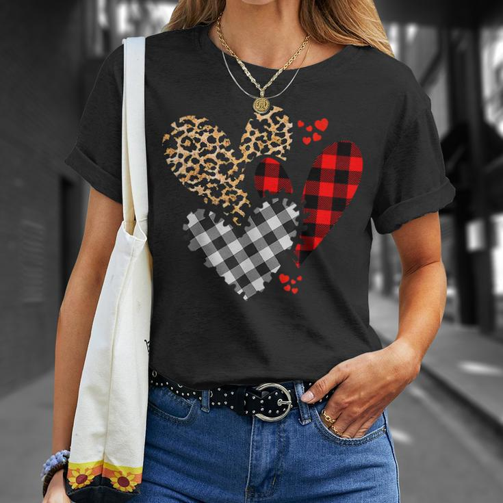 Hearts Leopard Buffalo Plaid Valentines Day 2023 Heart Love T-Shirt Gifts for Her