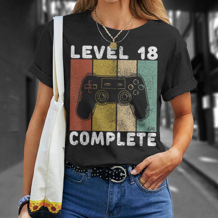 Herren 18 Geburtstag Jungen Gamer Level 18 Complete T-Shirt Geschenke für Sie