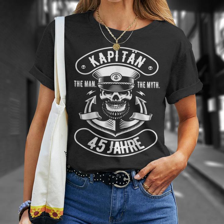 Herren 45 Geburtstag Mann Geschenk Lustig Captain Kapitän T-Shirt Geschenke für Sie