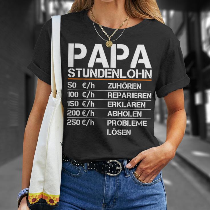 Herren Papa Stundenlohn Witzig Geschenk Lustiger Spruch Vater T-Shirt Geschenke für Sie