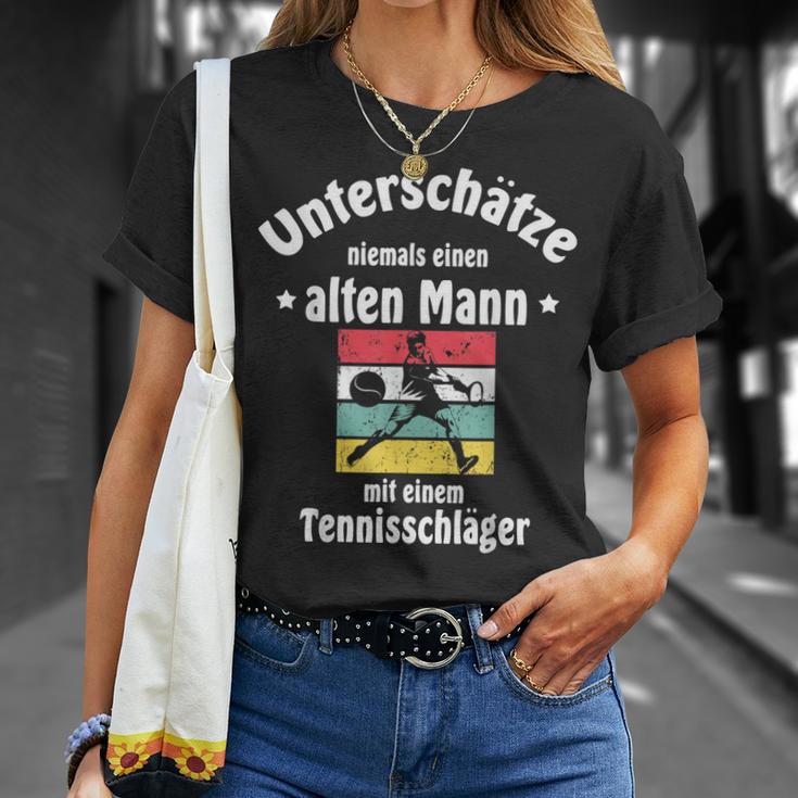 Herren Tennis T-Shirt mit Tennisschläger & Ball Motiv für Pensionäre Geschenke für Sie