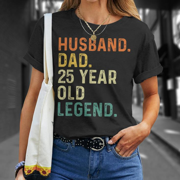 Husband Dad 25 Year Old Legend 25Th Birthday Retro Vintage T-Shirt Gifts for Her