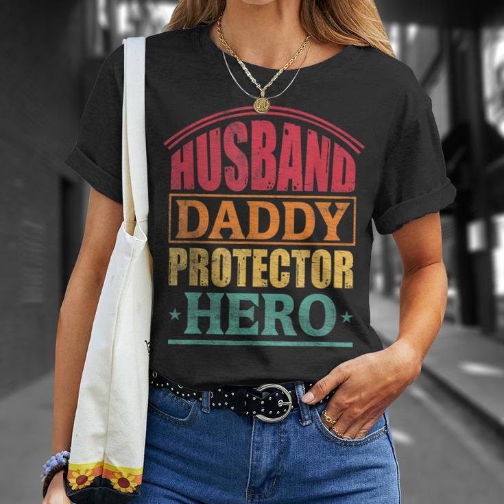 Husband Daddy Protector Hero Dad Fathers Day Men Unisex T-Shirt Gifts for Her
