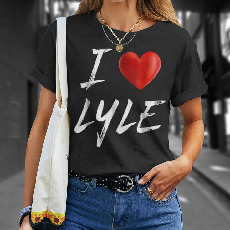 I Love Heart Lyle Family NameUnisex T-Shirt Gifts for Her