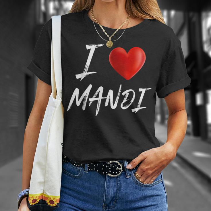 I Love Heart Mandi Family NameUnisex T-Shirt Gifts for Her