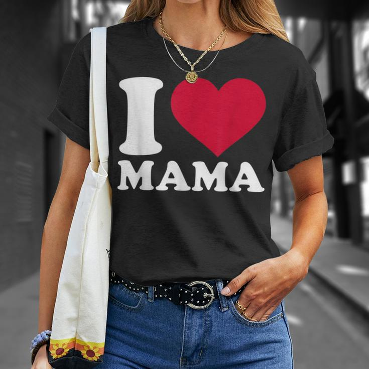 I Love Mama Schwarz T-Shirt, Herzmotiv zum Muttertag Geschenke für Sie
