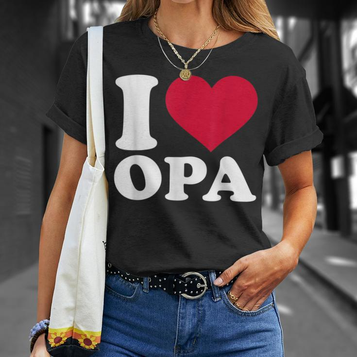 I Love Opa Herz-Motiv T-Shirt in Schwarz, Geschenkidee für Großväter Geschenke für Sie