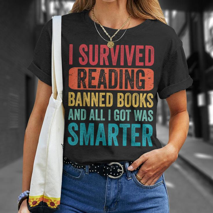 I Survived Reading Banned Books Bookaholic Book Lovers Funny Unisex T-Shirt Gifts for Her