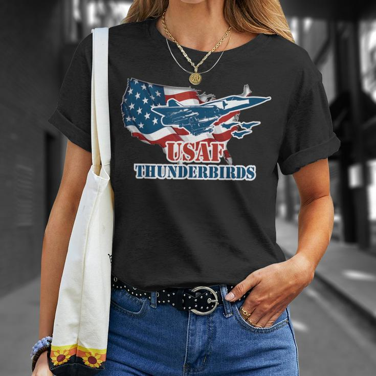 Graphic Jet American Flag Usaf Thunderbird T-Shirt Gifts for Her