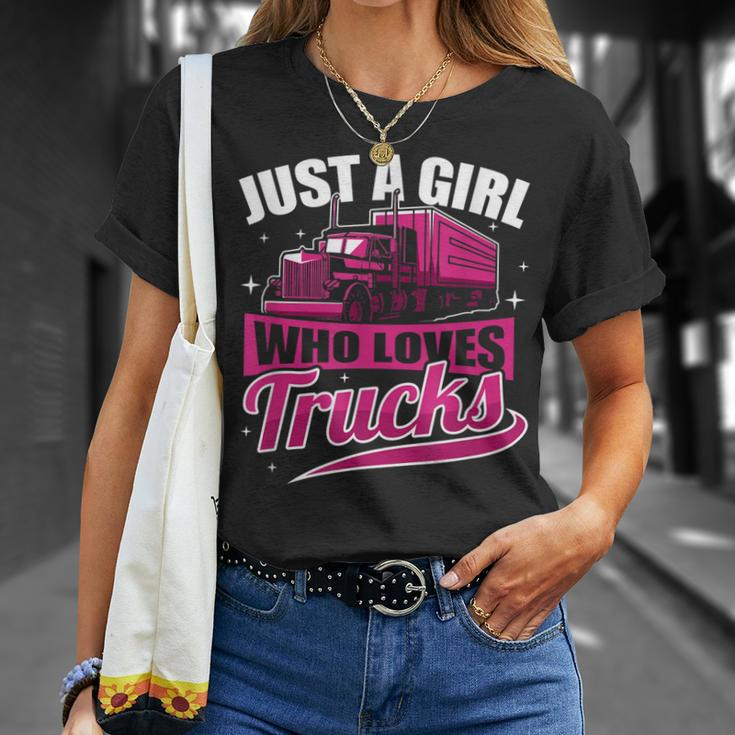 Just A Girl Who Loves Trucks Proud Trucker Girl T-Shirt Gifts for Her