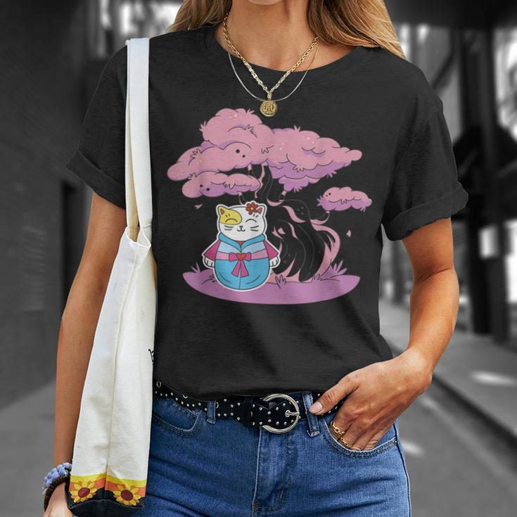 Katze Asiatisch Sakura Baum Kawaii Sempai T-Shirt Geschenke für Sie