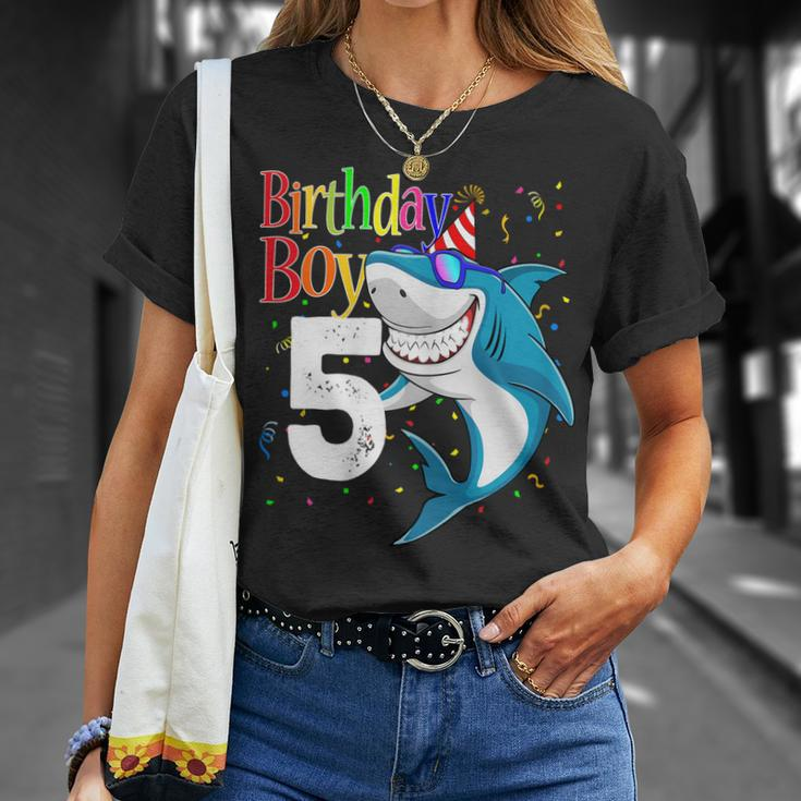 Kids 5Th Birthday Boy Shark Shirts Jaw-Some Five Shirt Boys Unisex T-Shirt Gifts for Her
