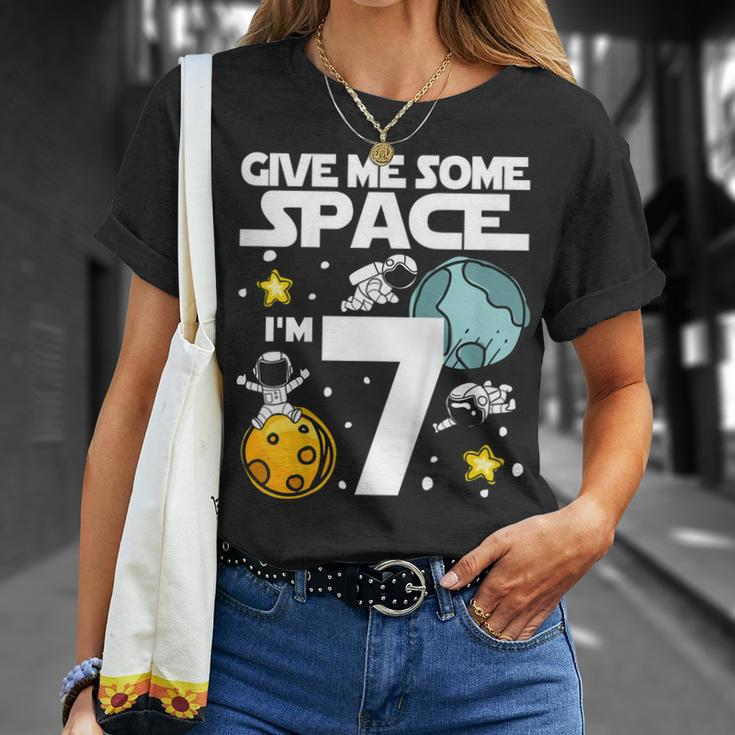 Kids 7 Year Old Outer Space BirthdayShirt Astronaut 7Th Gift Unisex T-Shirt Gifts for Her