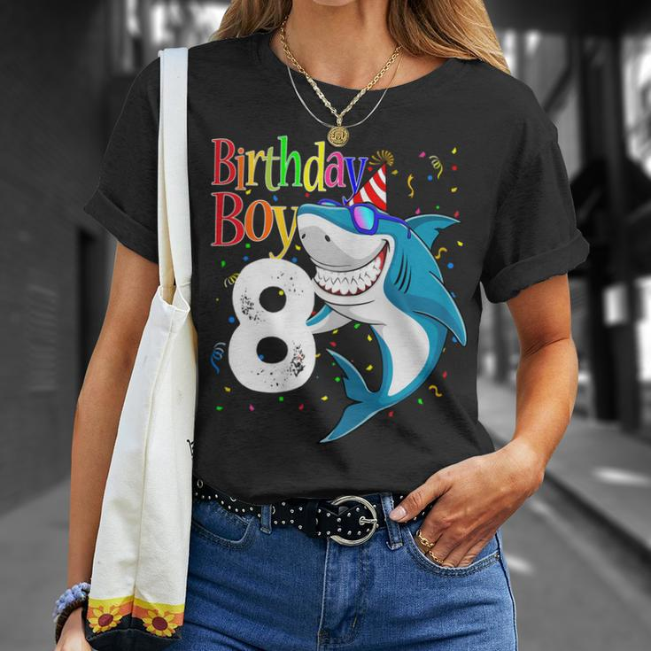 Kids 8Th Birthday Boy Shark Shirts Jaw-Some Eight Shirt Boys Unisex T-Shirt Gifts for Her