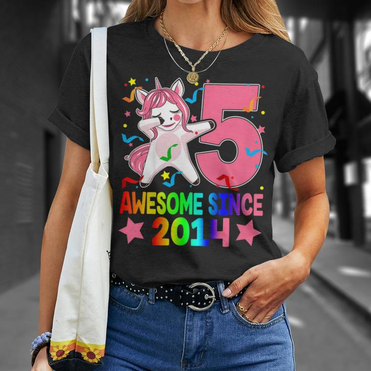 Kids Awesome Since 2014 5Th Birthday Unicorn DabbingShirt Girl Unisex T-Shirt Gifts for Her