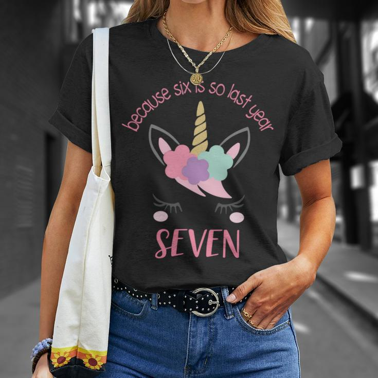 Kids Unicorn 7Th Birthday Girl Shirt Birthday Shirt 7 Unisex T-Shirt Gifts for Her
