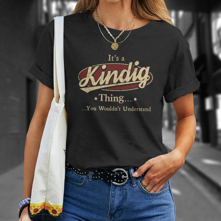 Kindig Last Name Kindig Family Name Crest V2 Unisex T-Shirt Gifts for Her