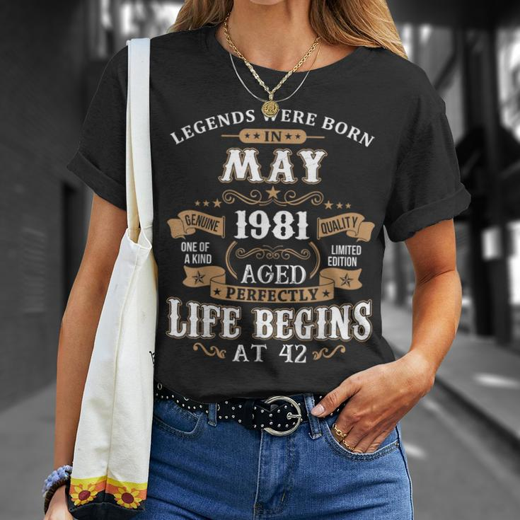 Legends Were Born In May 1981 42Nd Birthday Unisex T-Shirt Gifts for Her