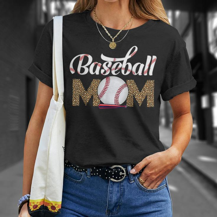 Leopard Baseball Mom Mothers Day Catcher Mom Life Womens Unisex T-Shirt Gifts for Her