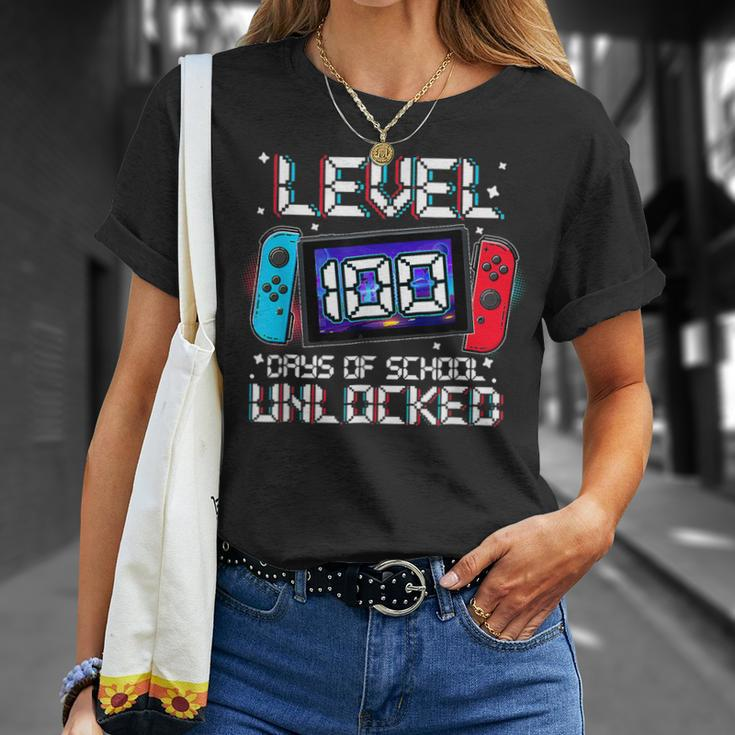 Level 100 Days Of School Unlocked Gaming Video Gamer V2 T-Shirt Gifts for Her