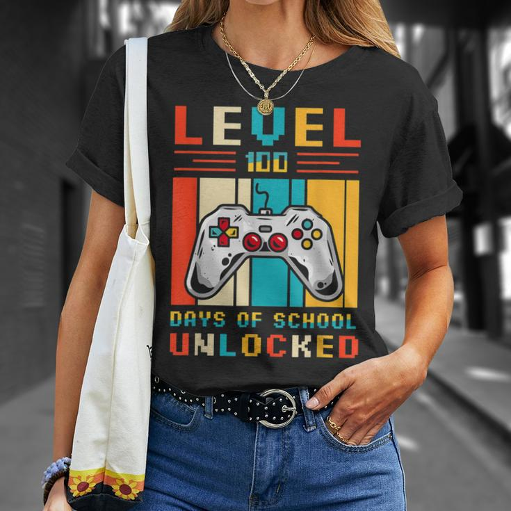 Level 100 Days Of School Unlocked Video Game Controller T-Shirt Gifts for Her