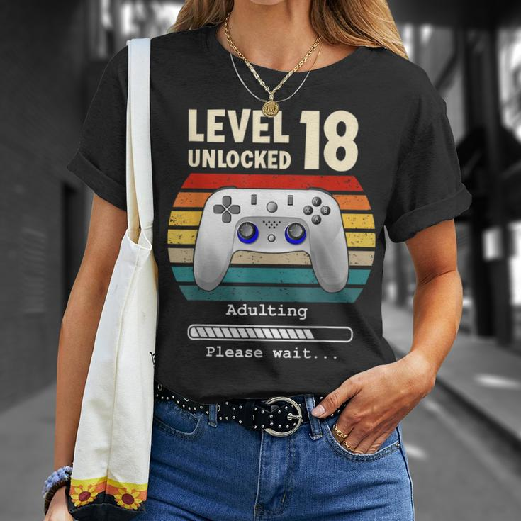 Level 18 Unlocked Male 18 Year Old Boy Birthday Bday Nage T-shirt Gifts for Her