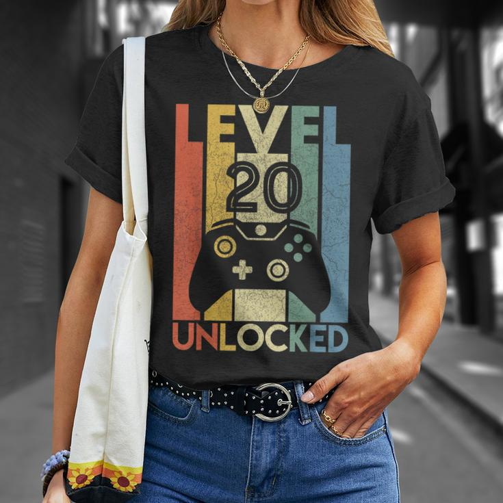 Level 20 Unlocked Funny Video Gamer 20Th Birthday Gift Unisex T-Shirt Gifts for Her