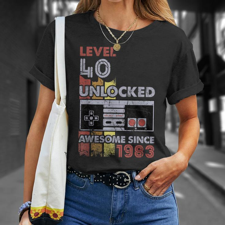 Level 40 Unlocked Gamer 40Th Birthday Gift Video Game Lovers Unisex T-Shirt Gifts for Her