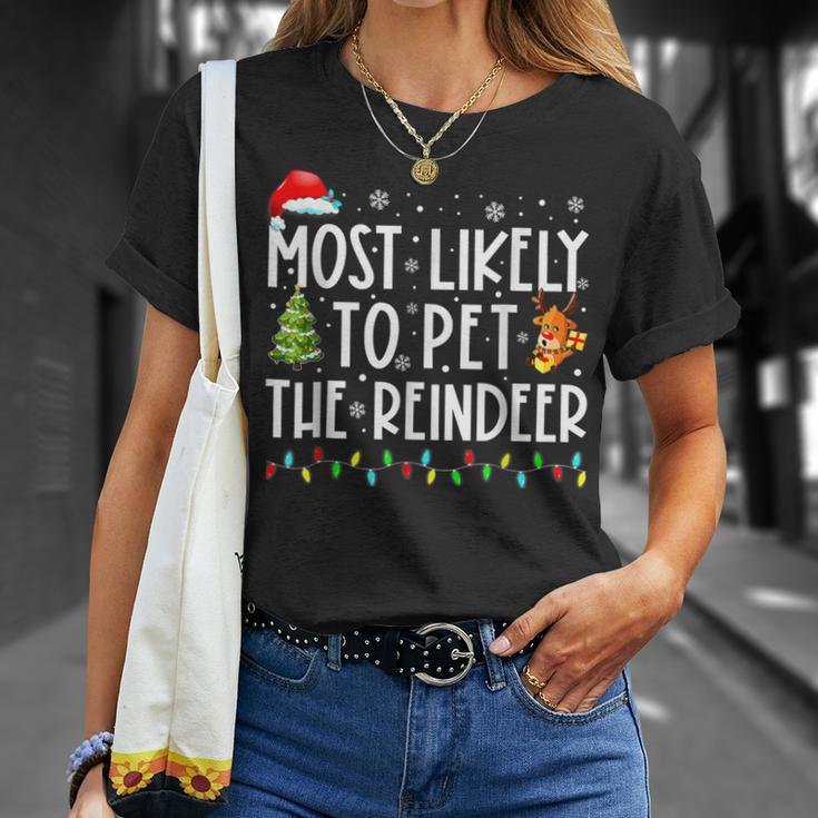 Most Likely To Pet The Reindeer Christmas V5T-shirt Gifts for Her