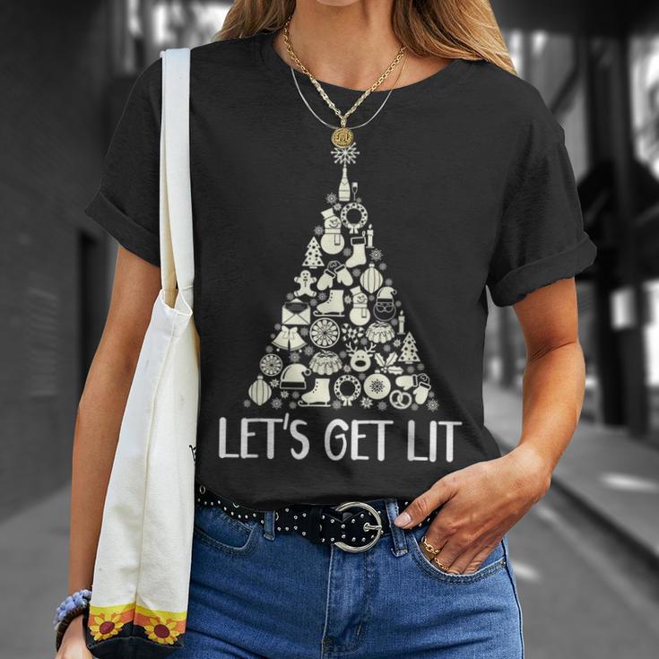 Lets Get Lit Weihnachtsbaum Geschenke Lebkuchen Schneemann T-Shirt Geschenke für Sie