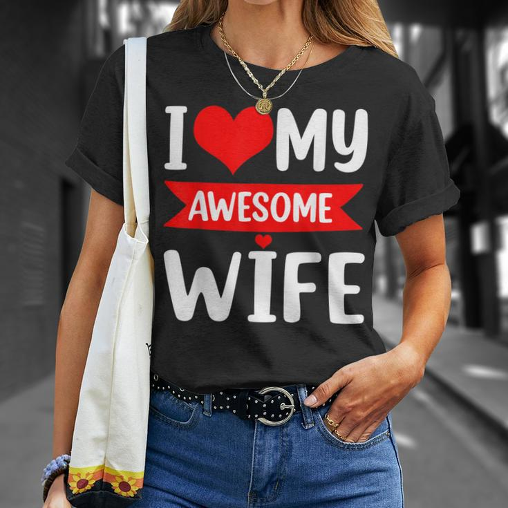 I Love My Wife Red Heart Valentines Day Matching Couple V2 T-Shirt Gifts for Her
