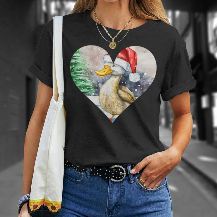 Lustige Ente Weihnachtsmütze Vintage Valentinstag Ente V2 T-Shirt Geschenke für Sie
