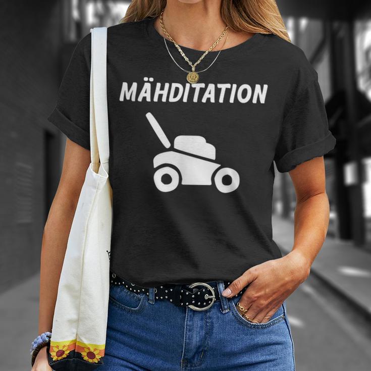 Mähditation Rasenmäher Gartenarbeit Lustig Rasenmähen T-Shirt Geschenke für Sie