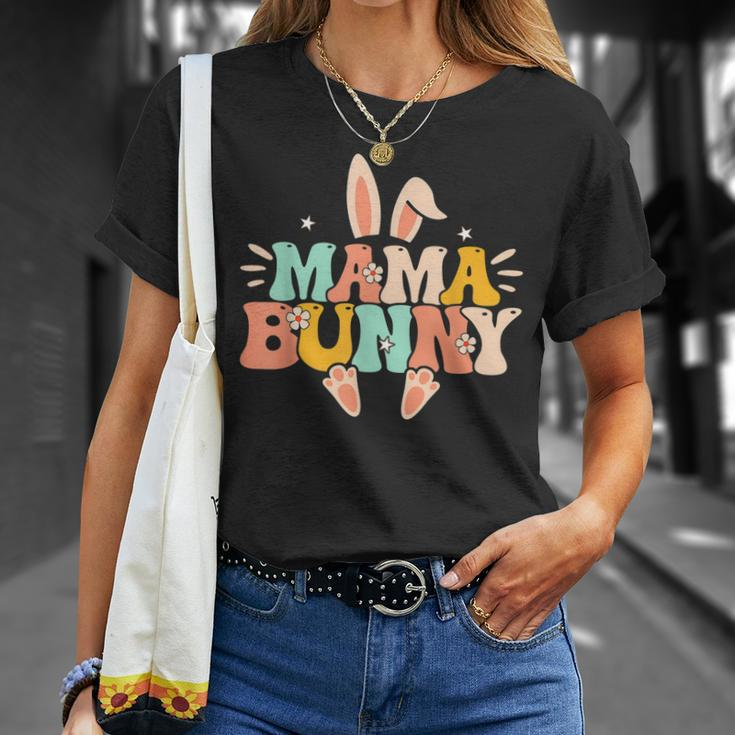 Mama Bunny Retro Groovy Bunny Mom Mommy Happy Easter Day Unisex T-Shirt Gifts for Her