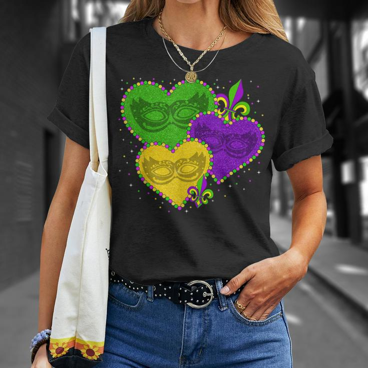 Mardi Gras Heart Fleur-De-Lys Symbol Mardi Gras T-Shirt Gifts for Her