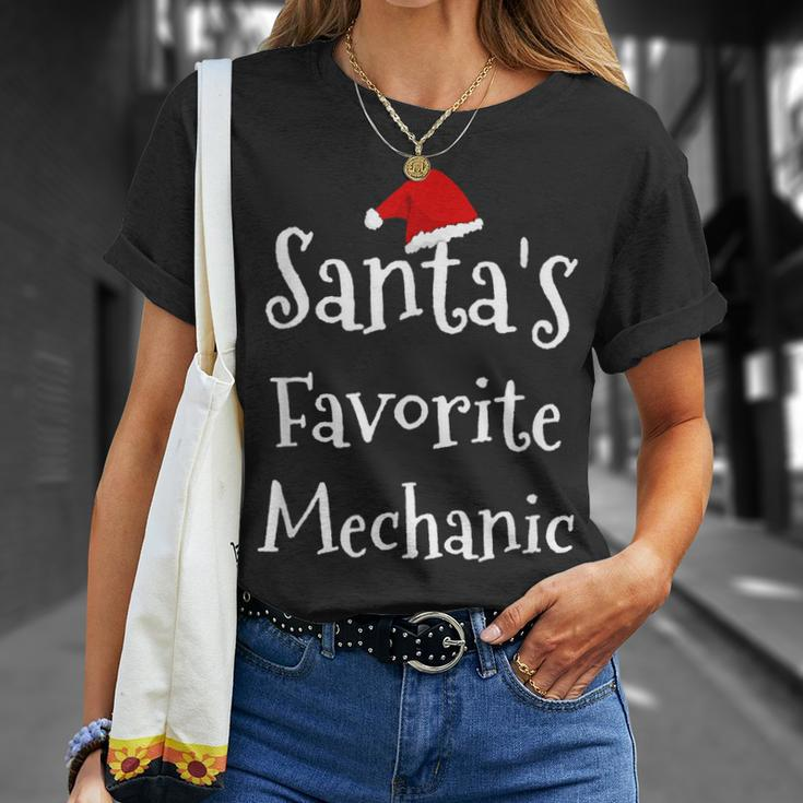 Mechanic Santas Favorite Job Christmas Santa Claus Hat Unisex T-Shirt Gifts for Her
