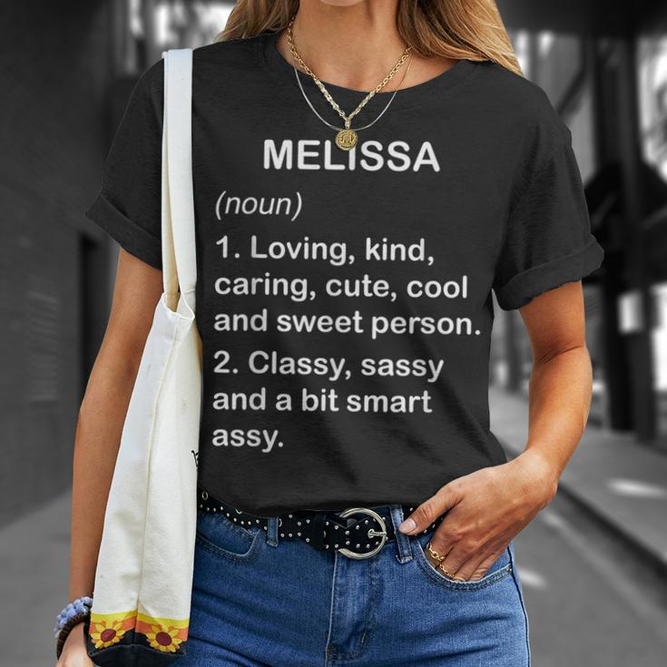 Melissa Definition Personalized Custom Name Loving Kind Unisex T-Shirt Gifts for Her