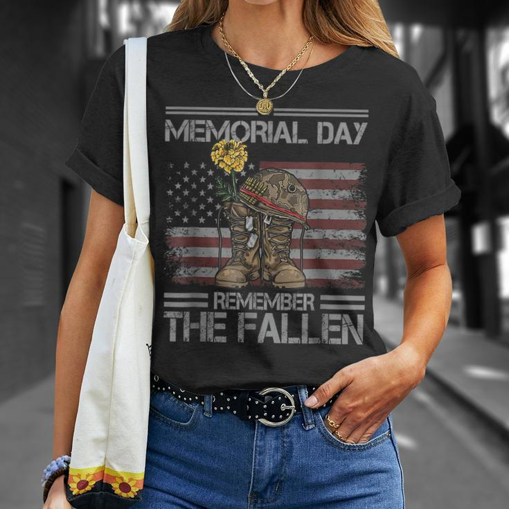 Memorial Day Remember The Fallen Military Usa Flag Vintage Unisex T-Shirt Gifts for Her