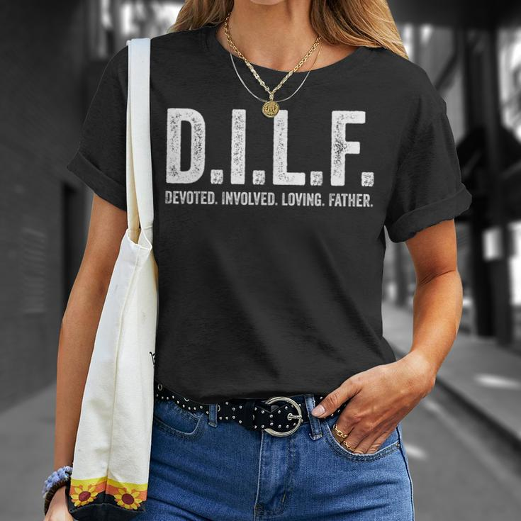 Mens Dilf Men Funny Fathers Day Gift For Dad Unisex T-Shirt Gifts for Her