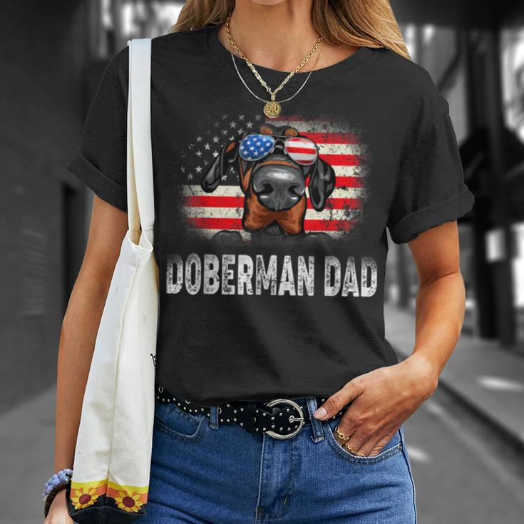 Mens Fun Doberman Dad American Flag Father’S Day Bbnk Unisex T-Shirt Gifts for Her