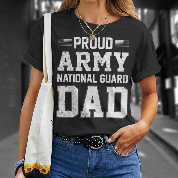 Mens Proud Army National Guard Dad American Flag Patriotic Gift Unisex T-Shirt Gifts for Her