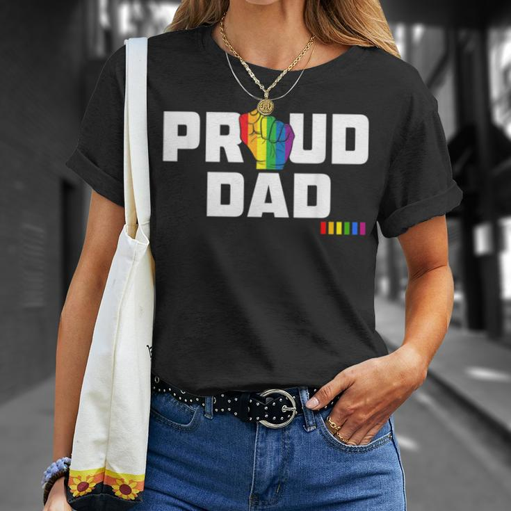 Mens Proud Dad Lgbt Gay Pride Month Lgbtq Rainbow Unisex T-Shirt Gifts for Her