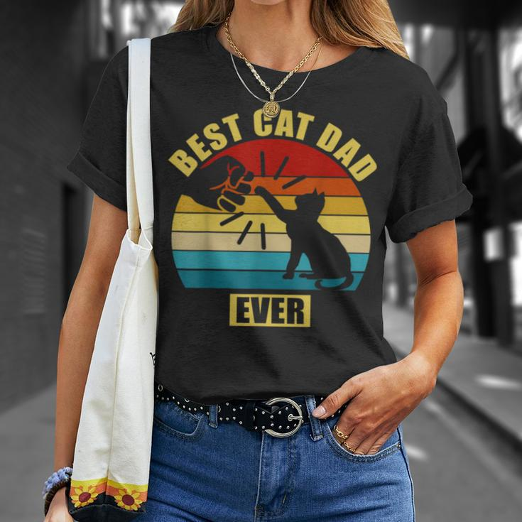 Mens Retro Vintage Best Cat Dad Ever Fist Bump Unisex T-Shirt Gifts for Her
