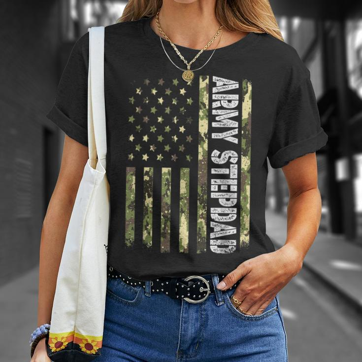 Mens Vintage Army Stepdad Usa Flag Camouflage Father’S Day Bbmtswy Unisex T-Shirt Gifts for Her