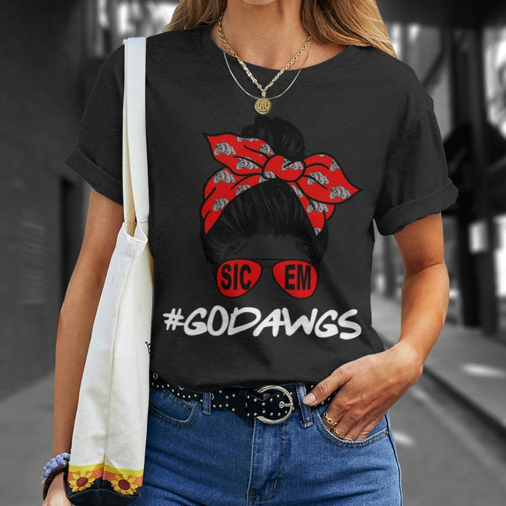 Messy Bun Go Dawgs Sic Em Georgia Football Unisex T-Shirt Gifts for Her