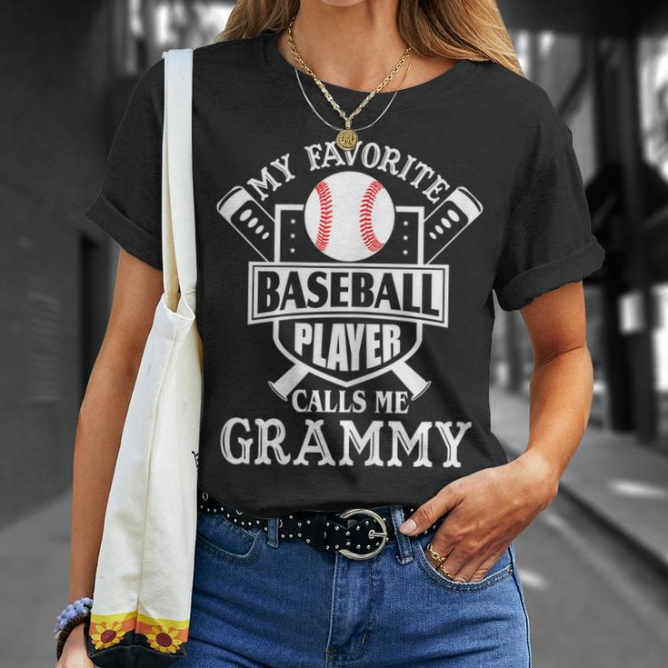 My Favorite Baseball Player Calls Me Grammy Outfit Baseball Gift For Womens Unisex T-Shirt Gifts for Her