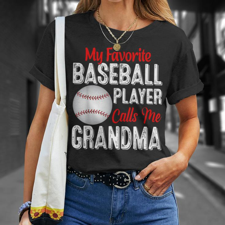 My Favorite Baseball Player Calls Me Grandma Retro Softball Unisex T-Shirt Gifts for Her
