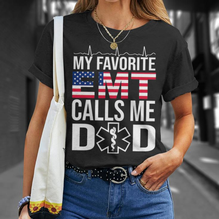 My Favorite Emt Calls Me Dad Fathers Day Gift Unisex T-Shirt Gifts for Her