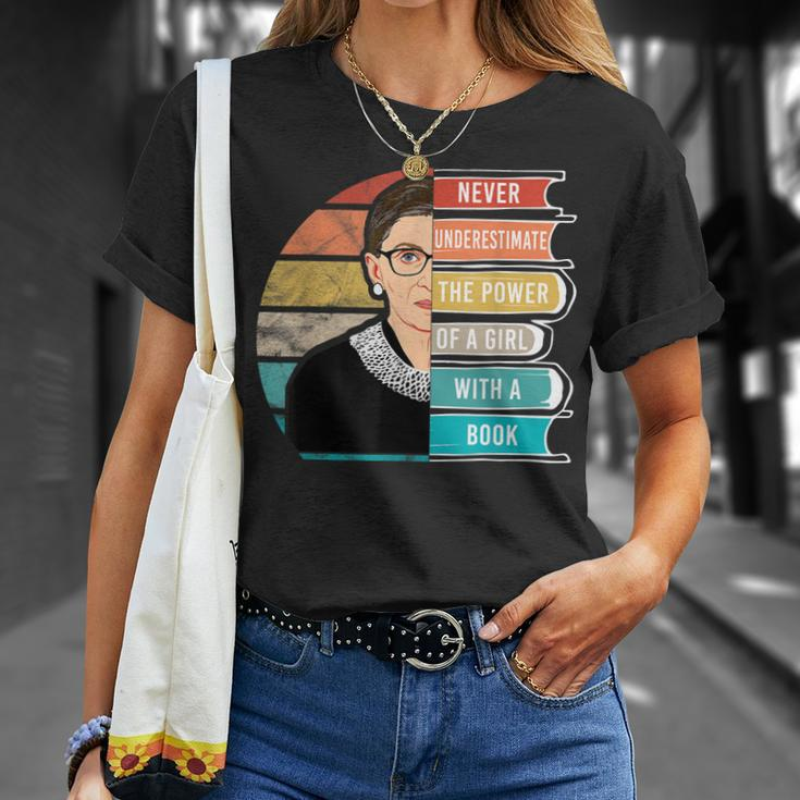 Never Underestimate The Power Of A Girl With Book Rbg Unisex T-Shirt Gifts for Her